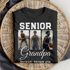 Senior Grandpa Basketball Photo Collage Custom T-Shirt