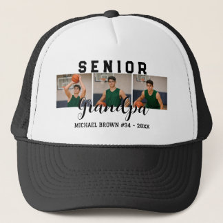 Senior Grandpa Custom 3 Photo Collage Basketball Truckerkappe