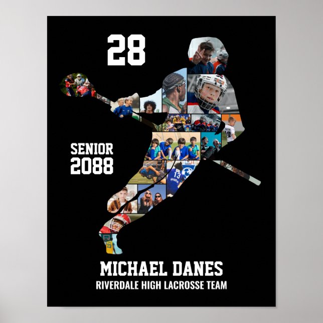 Senior Lacrosse Custom Sports Photo Collage Poster (Vorne)