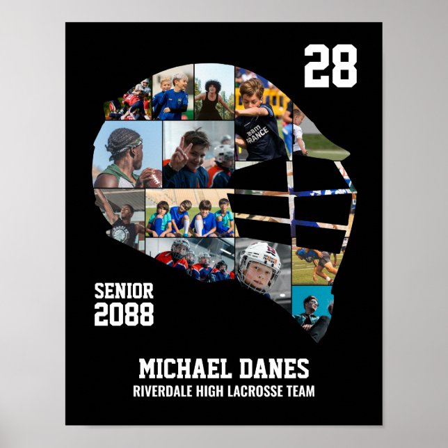 Senior Lacrosse Player Custom Photo Collage Poster (Vorne)