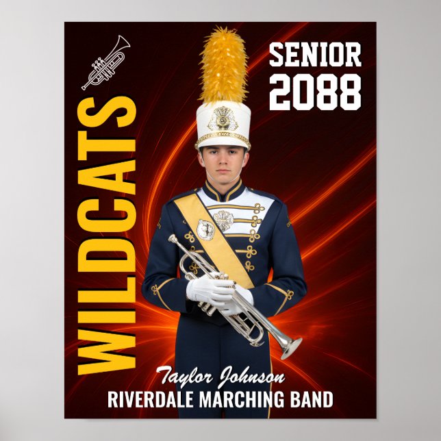 Senior Marching Band Custom Portrait Photo Sports Poster (Vorne)