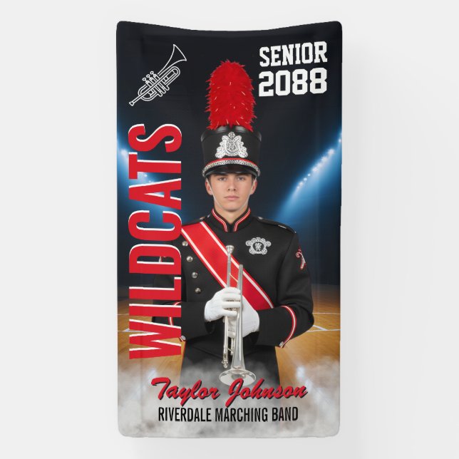 Senior Marching Band Trumpet Sports Photo Banner (Vertikal)