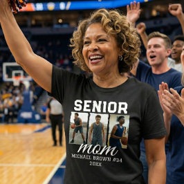 Senior Mom Basketball Photo Collage Custom Name T-Shirt