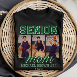 Senior Mom Basketball Photo Collage Custom Name T-Shirt
