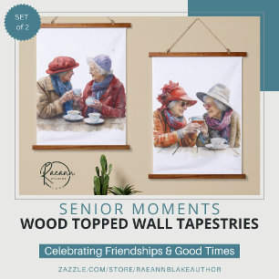 Senior Moments Wood Topped Wall Tapestes Wandteppich Mit Holzrahmen