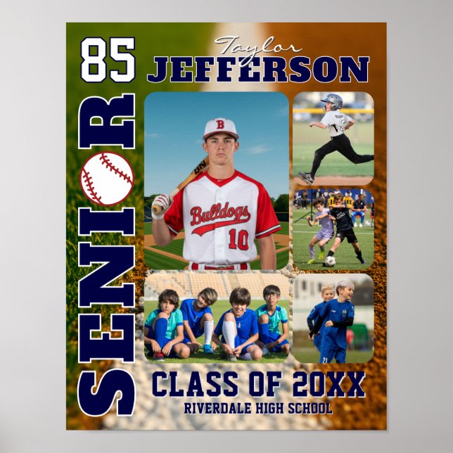 Senior Night Baseball Player Sports Photo Collage Poster (Vorne)