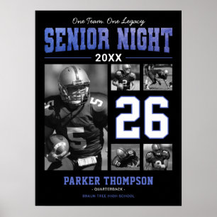 Senior Night Football Blaues Fotoplakat Poster