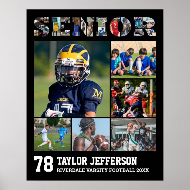 Senior Night Sports Team Player Foto Collage Poster (Vorne)