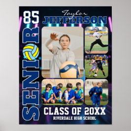 Senior Night Volleyball Team Sports Photo Collage Poster