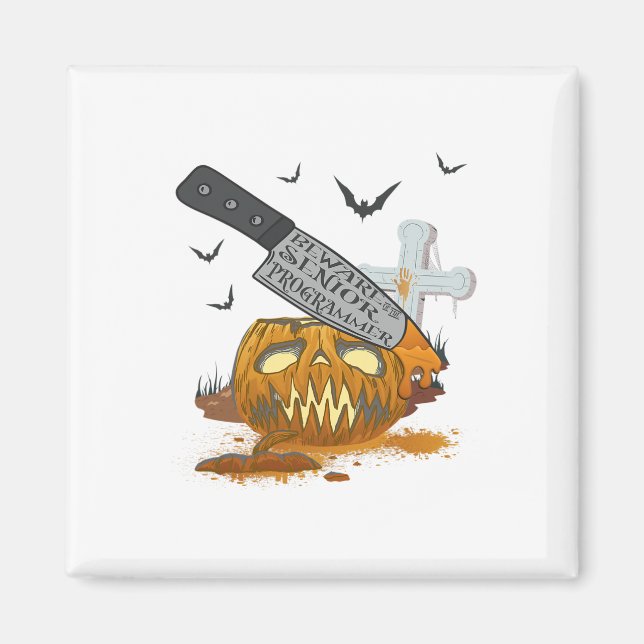 Senior Programmer Funny Halloween Party Magnet (Vorne)