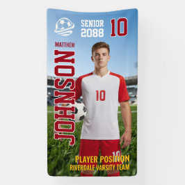 Senior Soccer Player Photo Football Field Banner