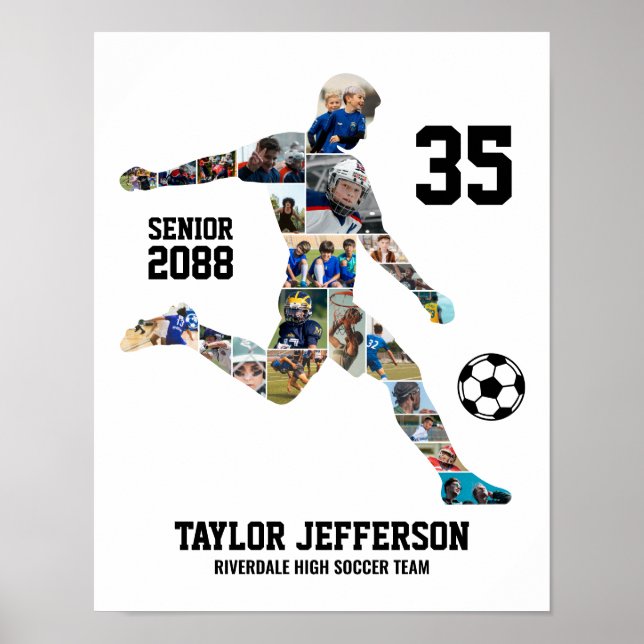 Senior Soccer Team Sports Custom Photo Collage Poster (Vorne)