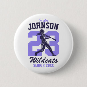 Senior Softball-Schulsport Mädchen Baseballspieler Button