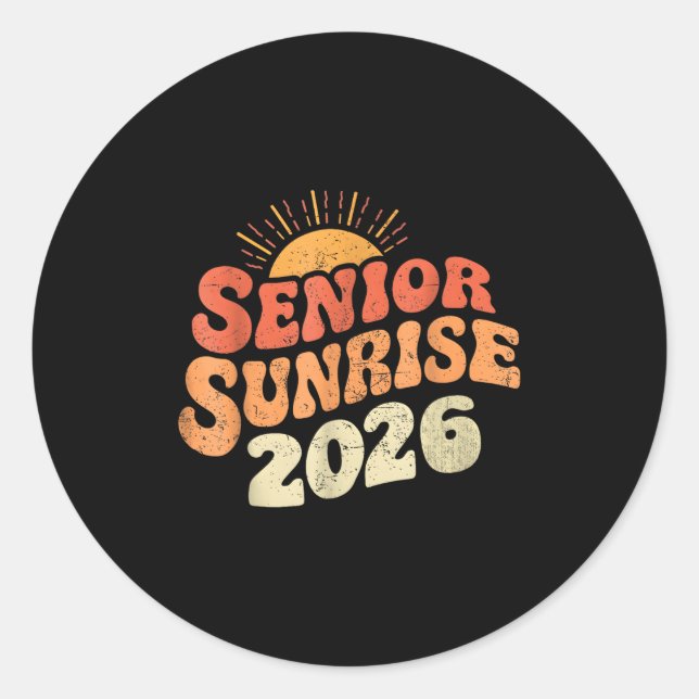 Senior Sunrise 2026 Abschluss Mein letzter erster  Runder Aufkleber (Vorderseite)