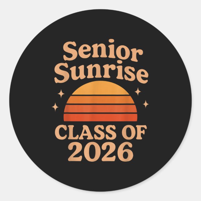 Senior Sunrise 2026 High School 12. Zwölfte Klasse Runder Aufkleber (Vorderseite)