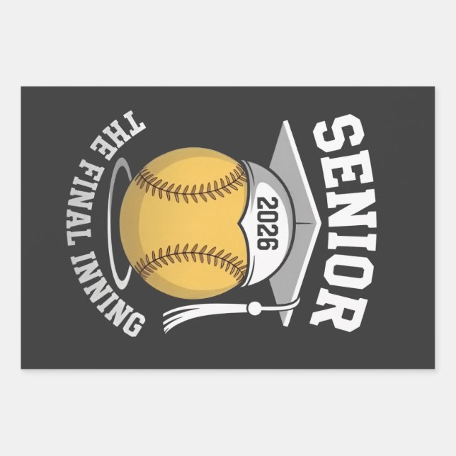 Senior the Final Inning 2026 Softball Abschluss Geschenkpapier Set (Vorderseite)