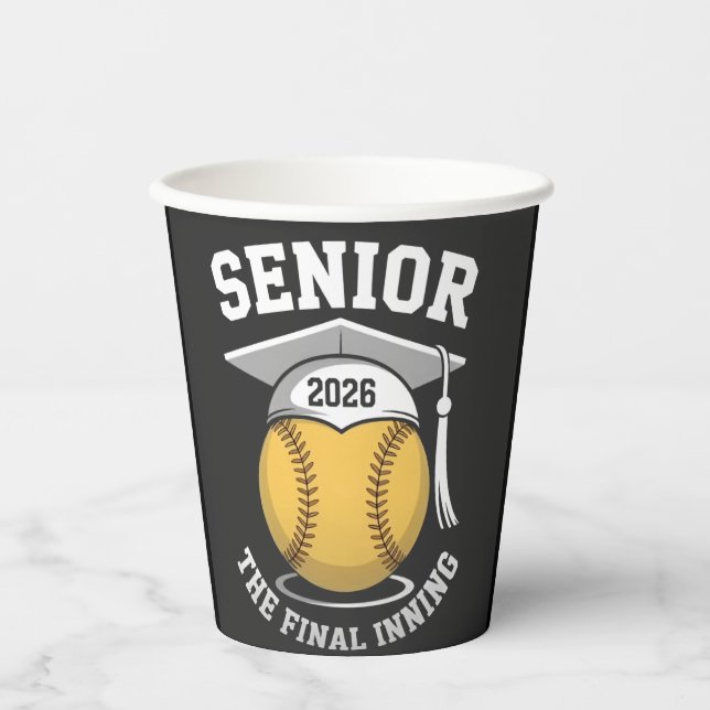 Senior the Final Inning 2026 Softball Abschluss Pappbecher (Vorderseite)