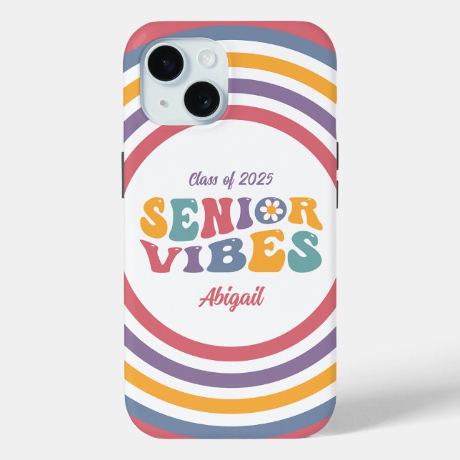 Senior Vibes Groovy Class of 2025 Grad Case-Mate iPhone Hülle (Rückseite)