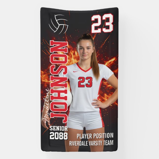 Senior Volleyball Player Sports Photo Vertical Banner (Vertikal)