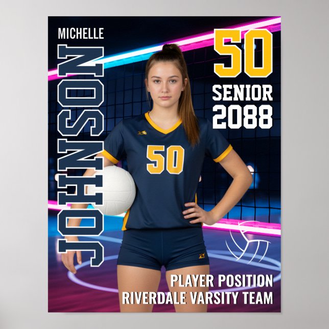 Senior Volleyball Player Team Photo Custom Sports Poster (Vorne)