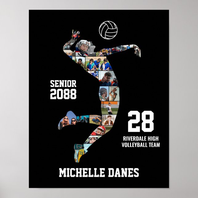 Senior Volleyball Team Custom Sports Photo Collage Poster (Vorne)