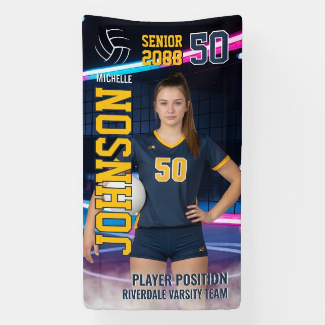 Senior Volleyball Team Customized Portrait Photo Banner (Vertikal)