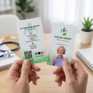 Senior Wellness Therapie   Modernes Grünes Porträt Visitenkarte