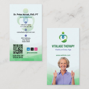 Senior Wellness Therapie   Modernes grünes Potrait Visitenkarte