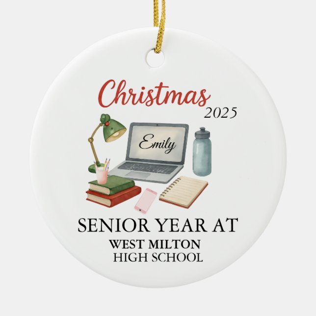 Senior Year Ornament, Custom Senior Glass Ornament (Vorne)