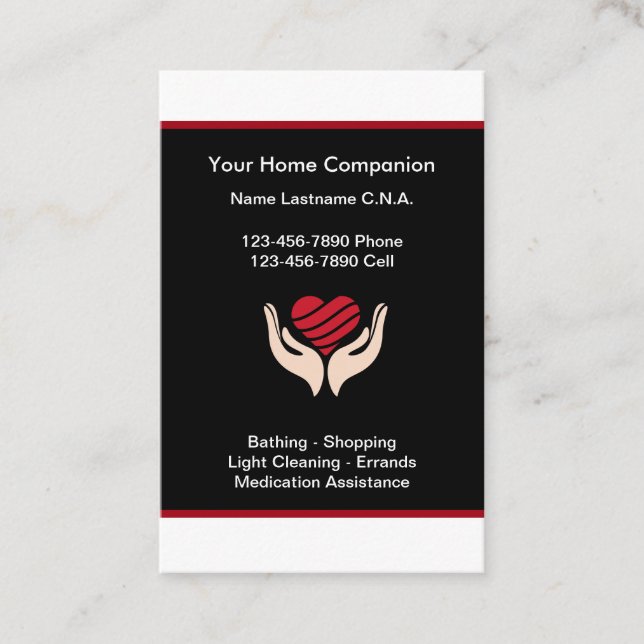 Senior Zuhause Companion Heart Business Cards Visitenkarte (Vorderseite)