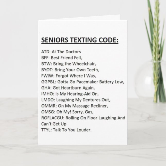 Senioren-SMS-Code-Karte Karte (Vorderseite)