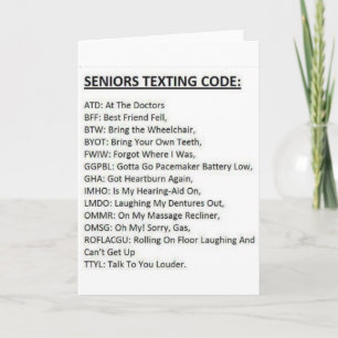 Senioren-Textnachrichten-Code-Karte Karte