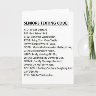 Senioren-Textnachrichten-Code-Karte Karte