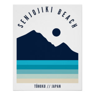 Senjojiki Beach Tohoku Japan Retro Vintag Poster