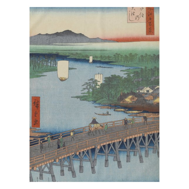 Senju Great Bridge over Sumida River Japan Ukiyo-e Tischdecke (Vorderseite)