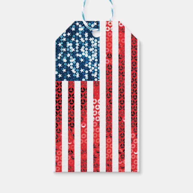 senkrechte amerikanische Flagge Geschenkanhänger (Vorderseite)
