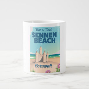 Sennen Beach Sandburg Cornwall Reiseplakat Jumbo-Tasse
