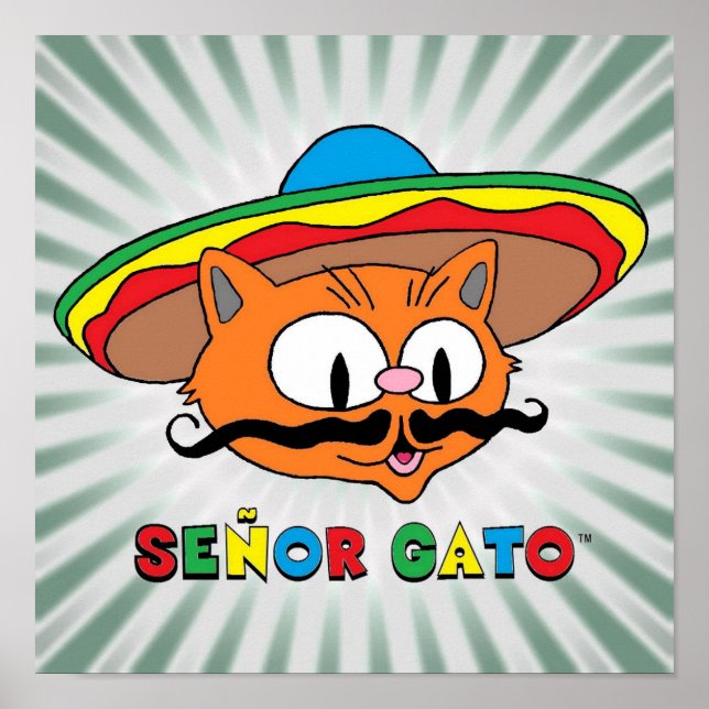 Senor Gato Cartoon Mustache Cat Poster (Vorne)