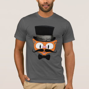 Señor Gato™ Cartoon Mustache Katze mit Top-Hut T-Shirt