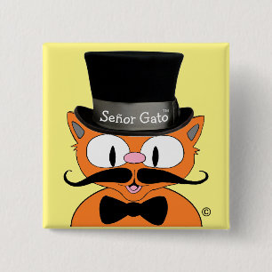 Señor Gato™ Cartoon Schnurrbart Katze Button
