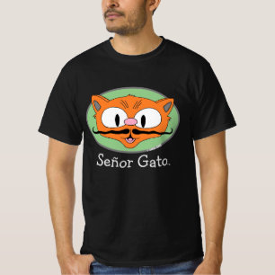 Señor Gato™ Cartoon Schnurrbart Katzen Gesicht T-Shirt