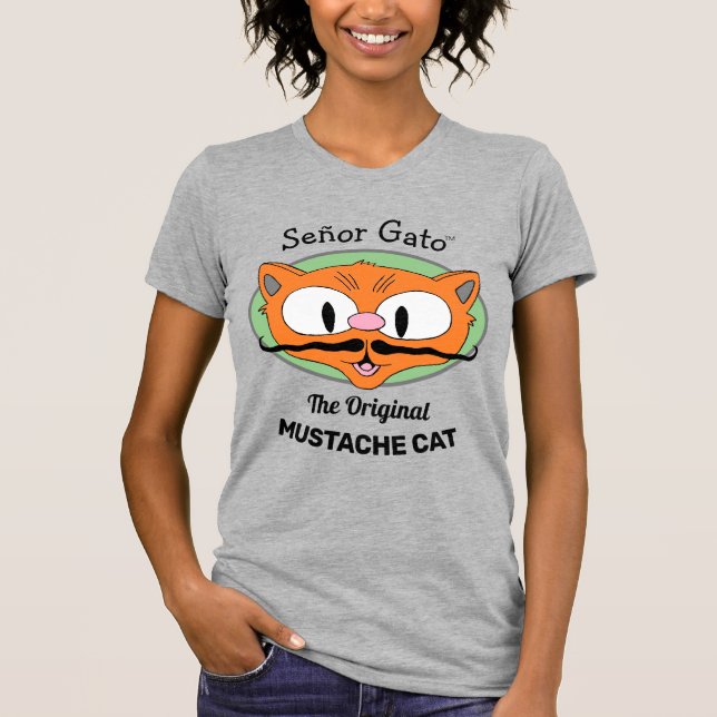 Señor Gato™ der Original Mustache Cat Cartoon Cat T-Shirt (Vorderseite)