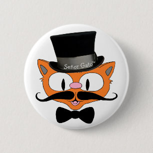 Señor Gato™ Mustache Top Hat und Bow Krawatte C Button