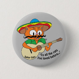 Senor Gato Playing Guitar Singing Cat Button
