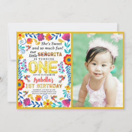 señorita 1. Geburtstag, mexikanische Blumenkunst Einladung
