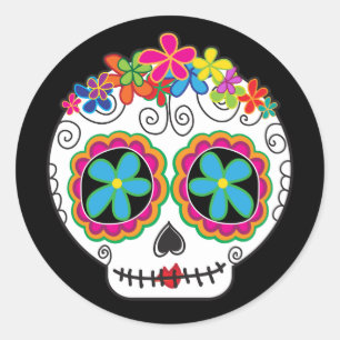 Señorita Calavera Runder Aufkleber
