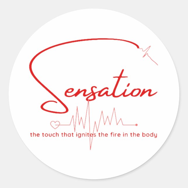 Sensation Pulse Herzlinie Runder Aufkleber (Vorderseite)