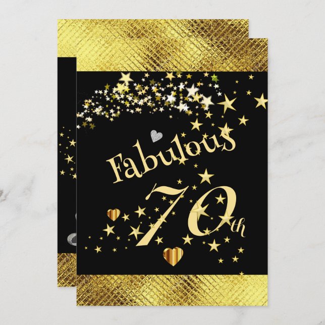Sensationelle 70. Geburtstagsparty Einladung (Vorne/Hinten)