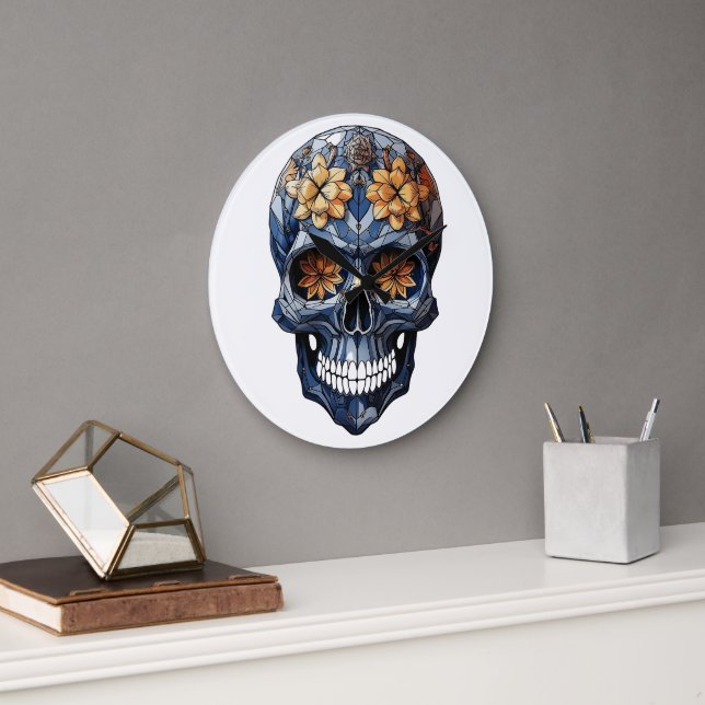🕰️ 💀 sensationelle Skull Wall Clock 💀 🕰️ Große Wanduhr (Büro)