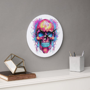 🕰️ 💀 sensationelle Skull Wall Clock 💀 🕰️ Große Wanduhr